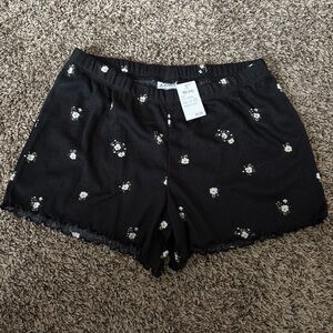Girls size 14 Black Shorts with Floral Accents